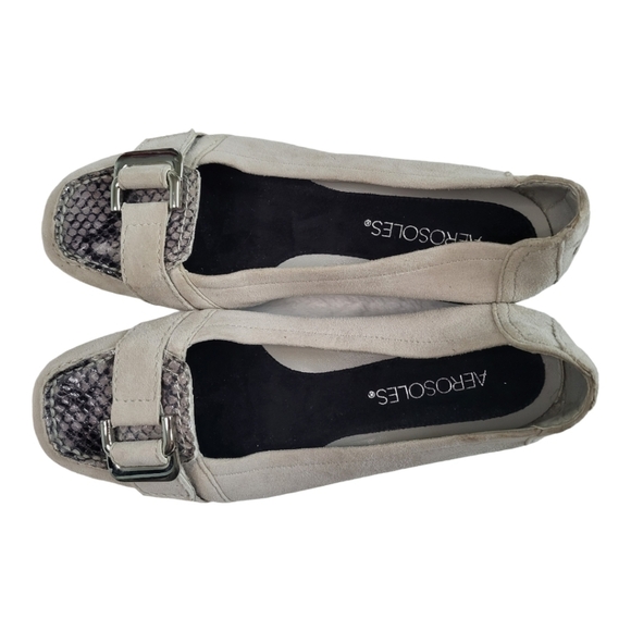 AEROSOLES Grey Slip on Shoes. Faux Snakeskin, Buckle. Size 6 NWOT - Picture 5 of 9
